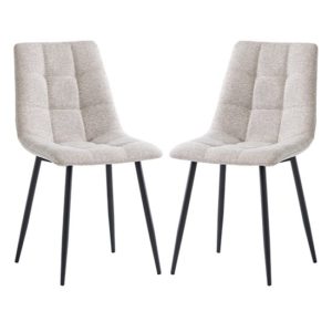 Ebele Linen Fabric Dining Chairs With Black Legs In Pair