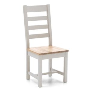 Ferndale Wooden Ladder Back Dining Chair In Grey With Oak Seat