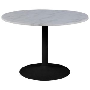Tampere Marble Dining Table In Guangxi White With Black Base
