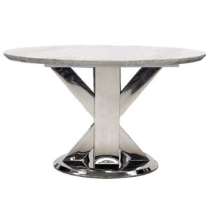 Tinley Round 1300mm Marble Dining Table In Milan Grey