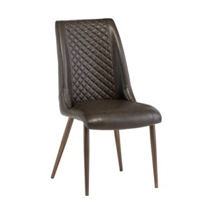 Aalya Faux Leather Dining Chair In Dark Brown
