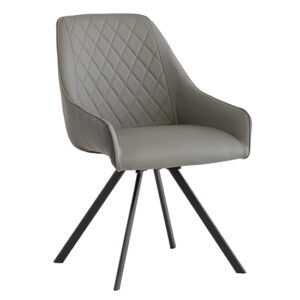 Sierra Faux Leather Dining Chair Swivel In Dark Grey