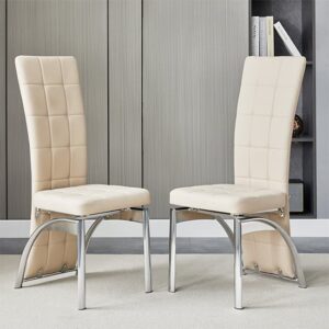 Ravenna Taupe Faux Leather Dining Chairs In Pair