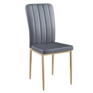 Lucca Faux Leather Dining Chair In Grey With Gold Legs