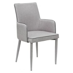 Divina Fabric Upholstered Carver Dining Chair In Grey