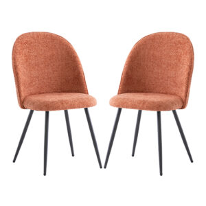Raisa Rust Fabric Dining Chairs With Black Legs In Pair