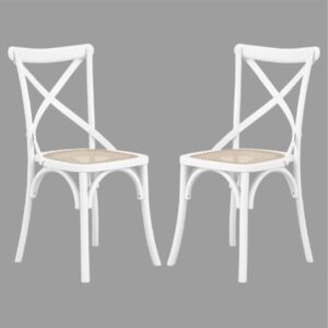 Flint White Wooden Dining Chairs In Pair