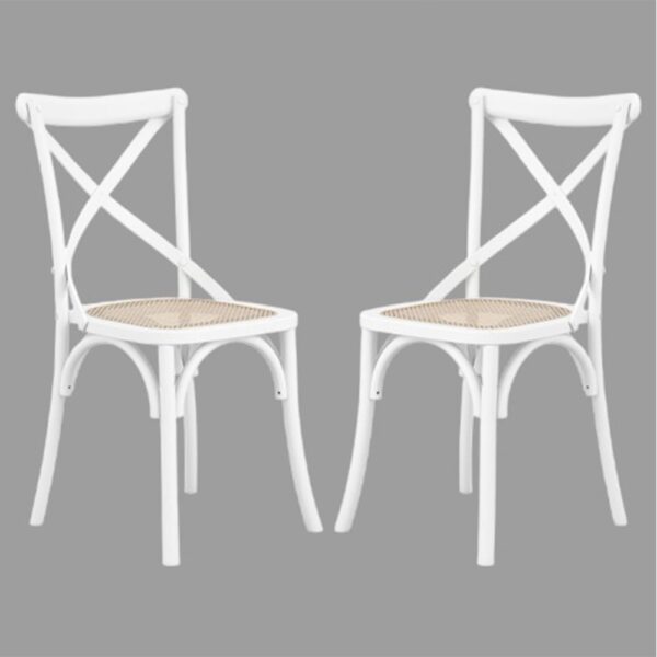 Flint White Wooden Dining Chairs In Pair