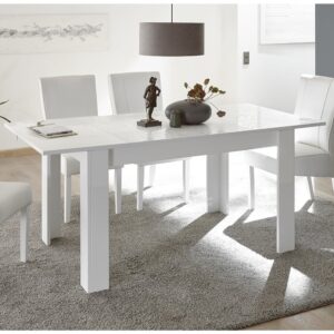 Ardent High Gloss Extending Dining Table In White
