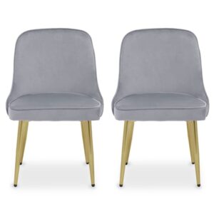 Demine Grey Velvet Dining Chairs In A Pair