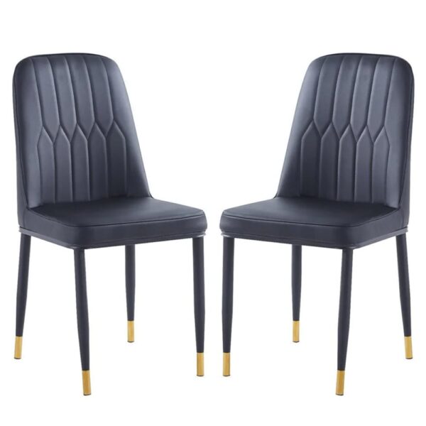 Lima Black Faux Leather Dining Chairs In Pair