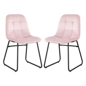 Lyster Baby Pink Velvet Dining Chairs In A Pair