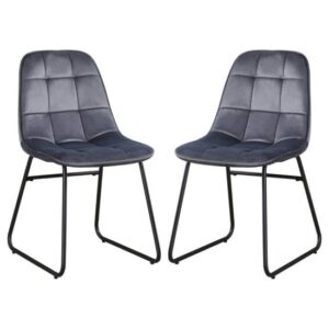 Lyster Grey Velvet Dining Chairs In A Pair