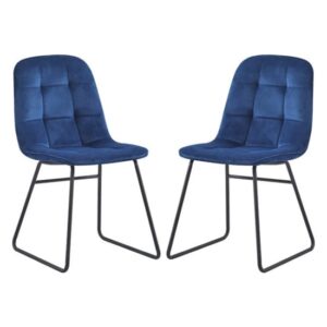 Lyster Sapphire Blue Velvet Dining Chairs In A Pair