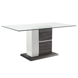Pamplona Glass Dining Table With Dark Grey Wooden Base