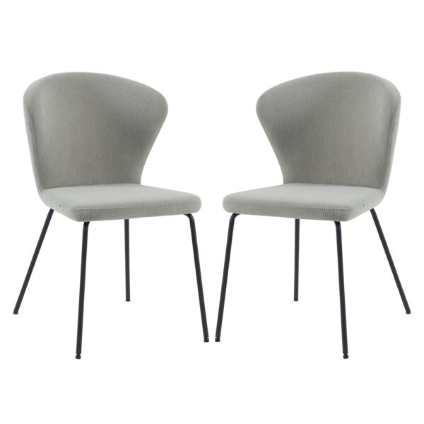 Sarnia Stone Corduroy Fabric Dining Chairs In Pair