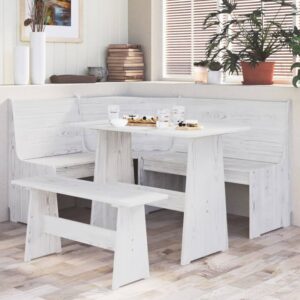 Conroe Wooden Corner Dining Set In White