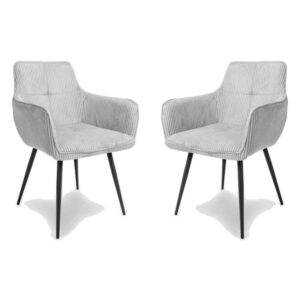 Davidson Fabric Dining Chairs In Pair - Light Grey